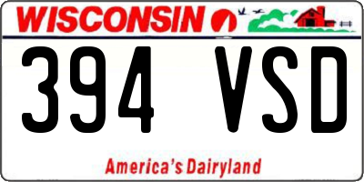 WI license plate 394VSD