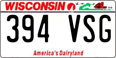 WI license plate 394VSG