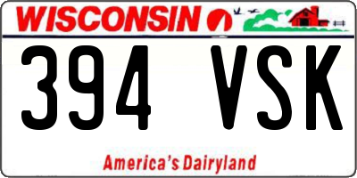 WI license plate 394VSK