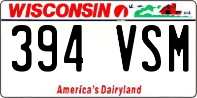 WI license plate 394VSM