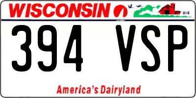 WI license plate 394VSP