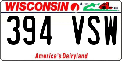 WI license plate 394VSW