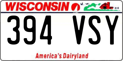 WI license plate 394VSY