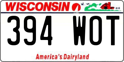 WI license plate 394WOT