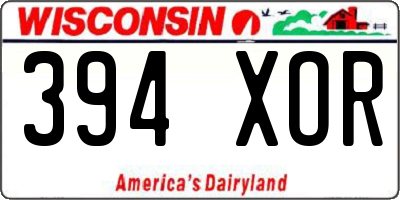 WI license plate 394XOR