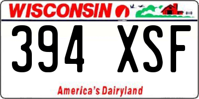 WI license plate 394XSF