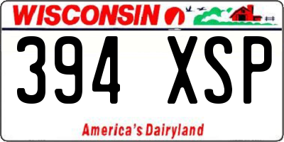 WI license plate 394XSP