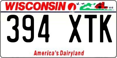 WI license plate 394XTK