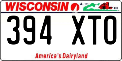 WI license plate 394XTO