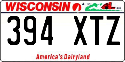 WI license plate 394XTZ