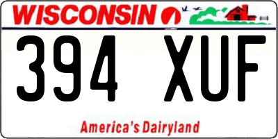 WI license plate 394XUF