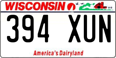 WI license plate 394XUN