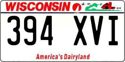 WI license plate 394XVI