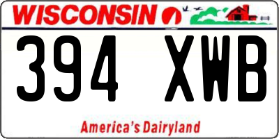 WI license plate 394XWB