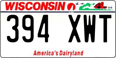 WI license plate 394XWT