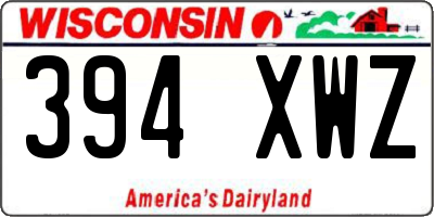 WI license plate 394XWZ