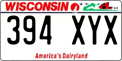 WI license plate 394XYX