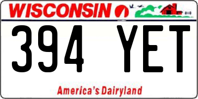 WI license plate 394YET
