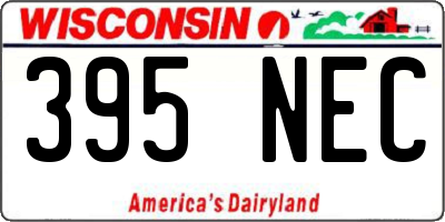 WI license plate 395NEC