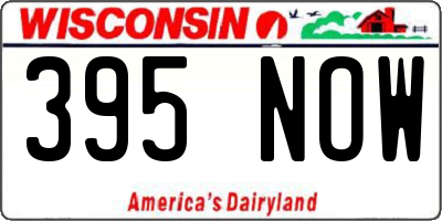 WI license plate 395NOW
