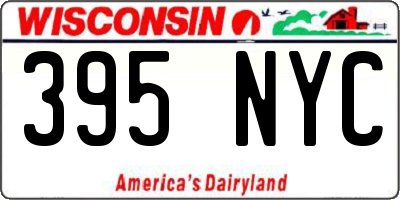 WI license plate 395NYC