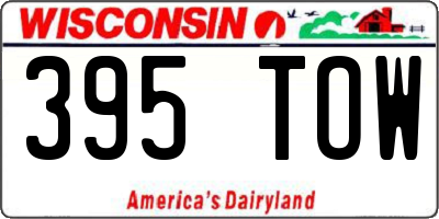 WI license plate 395TOW