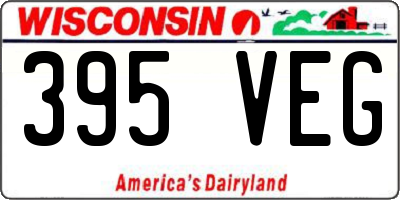 WI license plate 395VEG