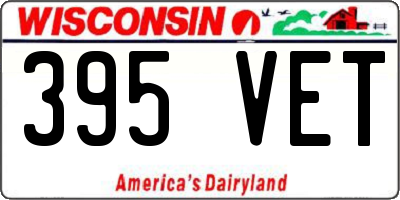 WI license plate 395VET