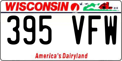 WI license plate 395VFW