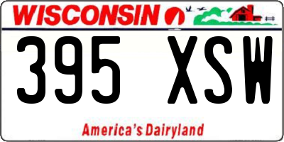 WI license plate 395XSW