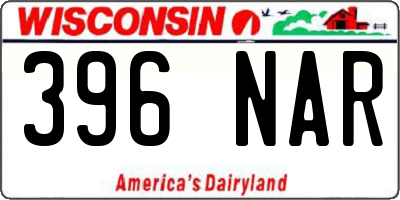 WI license plate 396NAR