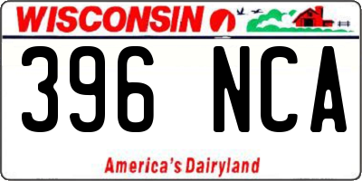 WI license plate 396NCA