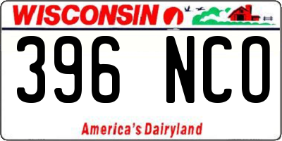 WI license plate 396NCO