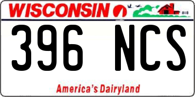 WI license plate 396NCS