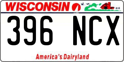 WI license plate 396NCX