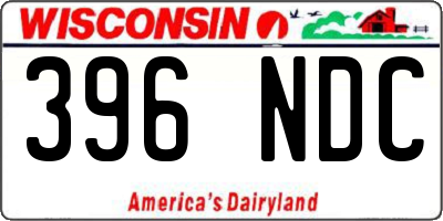 WI license plate 396NDC