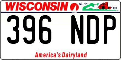 WI license plate 396NDP