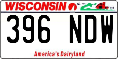 WI license plate 396NDW