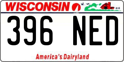 WI license plate 396NED