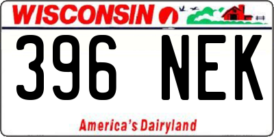 WI license plate 396NEK
