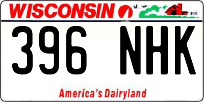 WI license plate 396NHK