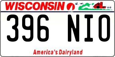 WI license plate 396NIO
