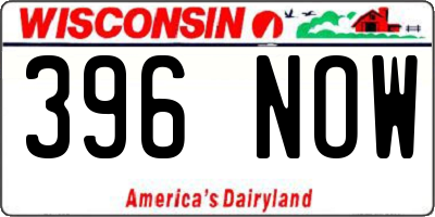 WI license plate 396NOW