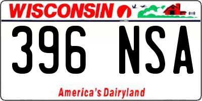 WI license plate 396NSA