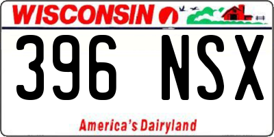 WI license plate 396NSX