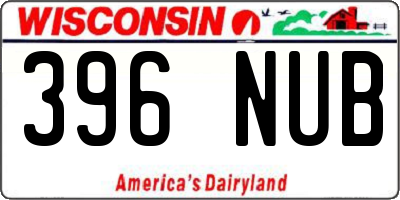 WI license plate 396NUB