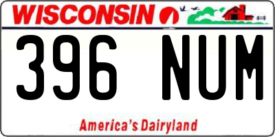 WI license plate 396NUM