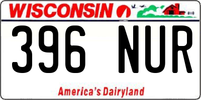 WI license plate 396NUR