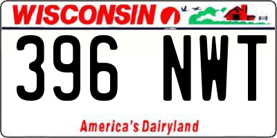 WI license plate 396NWT