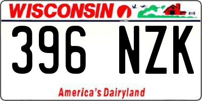 WI license plate 396NZK